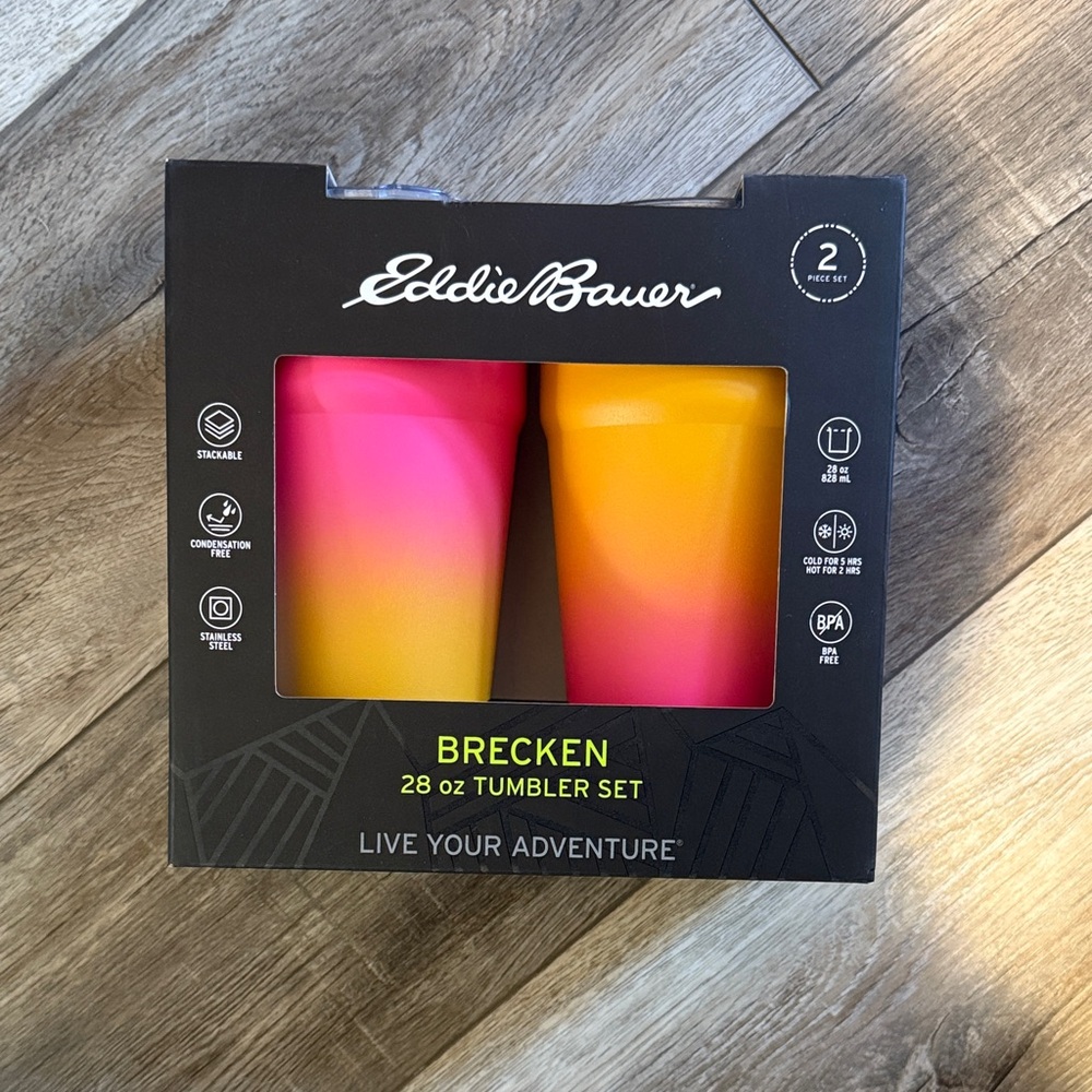 Eddie Bauer Stainless Steel Tumbler Set (you choose) lavender, orange/pink. 28oz